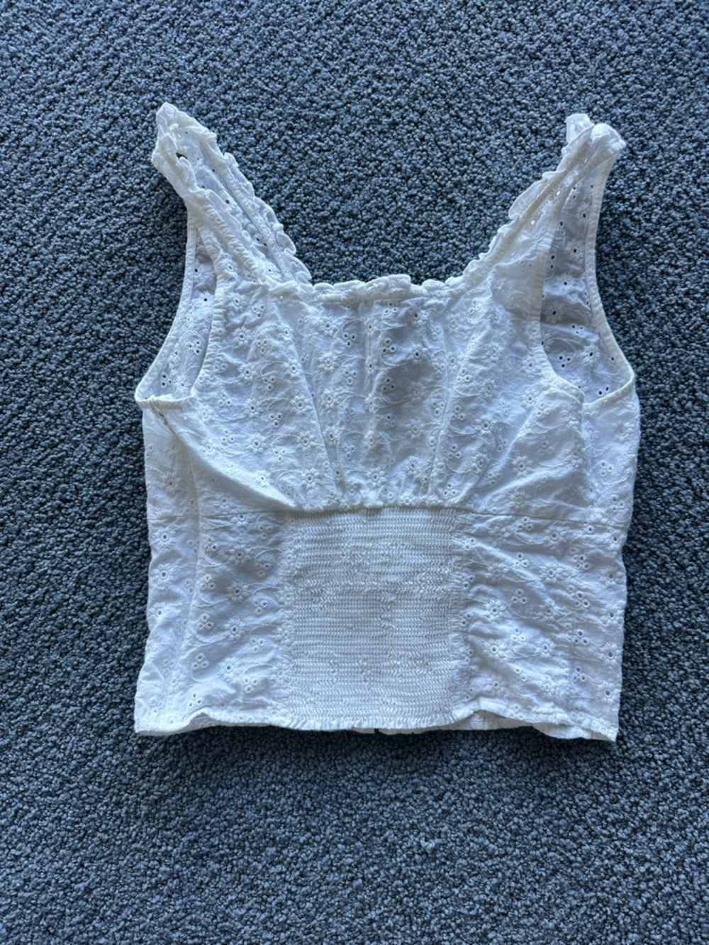 Frankie's Bikinis White Eyelet Crop Top - Picture 2 of 4